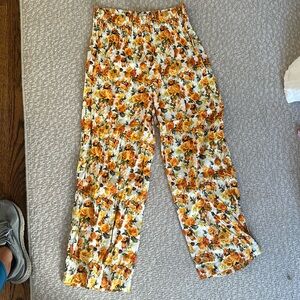 Onia linen floral pants with smock waist